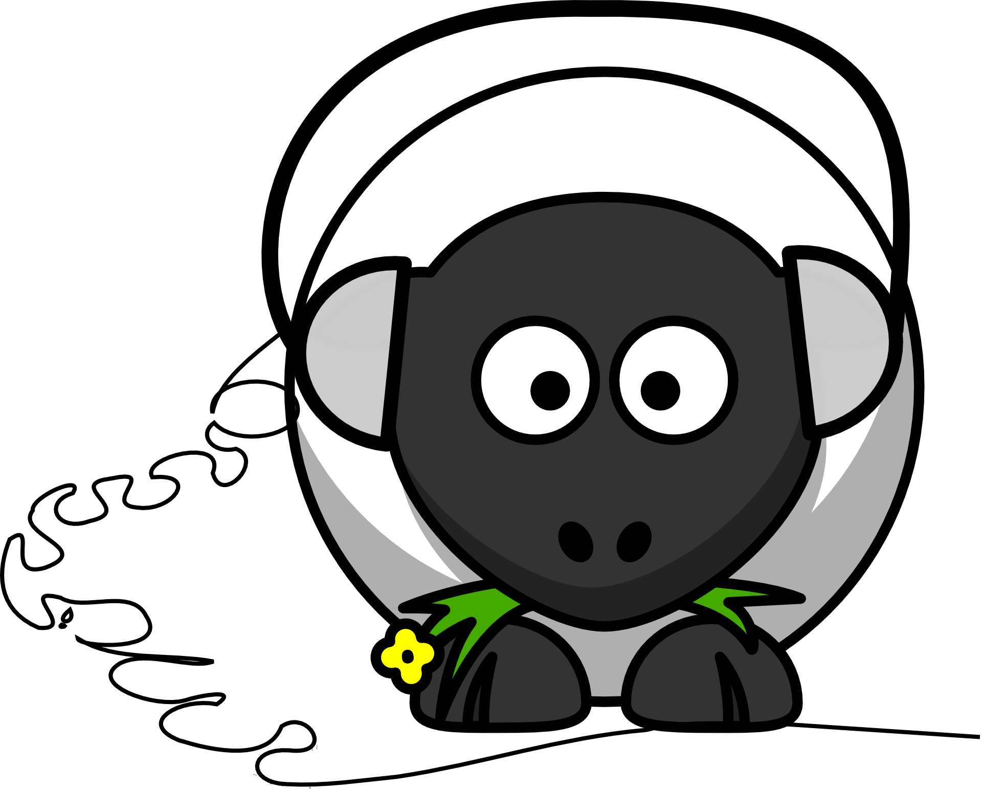 An entertained virtual sheep named Byte, a digital sheep enjoying the safety provided by the knight sheep.